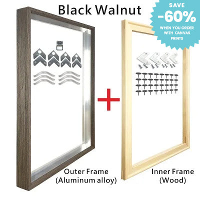 Big Sizes Metal Picture Frame Brushed Gold Silver Black 50x100, 80x120, 100x200cm etc Frames For Framing Canvas Prints - Titanium Gold, Purple Gold, Black Walnut, Frosted White, Brushed Black etc