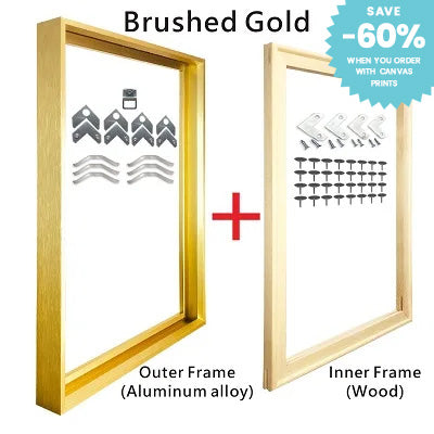 Big Sizes Metal Picture Frame Brushed Gold Silver Black 50x100, 80x120, 100x200cm etc Frames For Framing Canvas Prints - Titanium Gold, Purple Gold, Black Walnut, Frosted White, Brushed Black etc