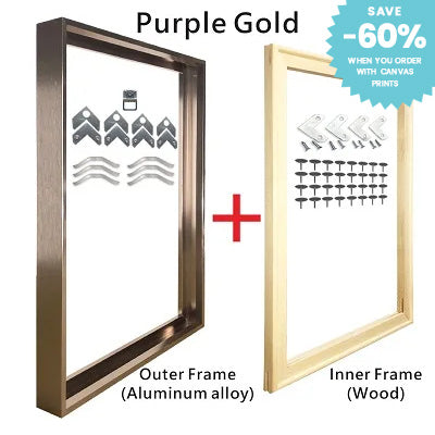 Big Sizes Metal Picture Frame Brushed Gold Silver Black 50x100, 80x120, 100x200cm etc Frames For Framing Canvas Prints - Titanium Gold, Purple Gold, Black Walnut, Frosted White, Brushed Black etc