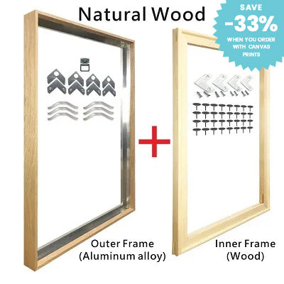 Metal Picture Frame Brushed Gold Silver Black 50x70, 60x90, 70x100cm etc, For Framing Canvas Prints - Brushed Gold, Purple Gold, Titanium Gold, Brushed Black, Brushed Silver, Aluminium Frame Kits Complete With Wooden Inner Frame