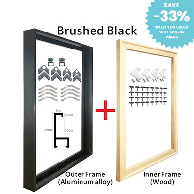 Small Sizes Metal Picture Frame Brushed Gold Silver Black 20x30 30x40, 40x50cm etc For Framing Canvas Prints - Purple Gold, Titanium Gold, Aluminum Frame Kits Complete With Wooden Inner Frame