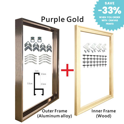 Small Sizes Metal Picture Frame Brushed Gold Silver Black 20x30 30x40, 40x50cm etc For Framing Canvas Prints - Purple Gold, Titanium Gold, Aluminum Frame Kits Complete With Wooden Inner Frame