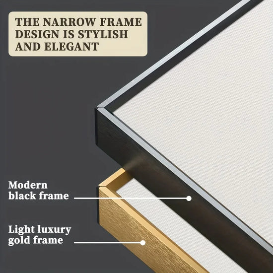 FRAMED Light Luxury Golden Deer Flowing Abstract Wall Art – Big Sizes Canvas Prints + Slim Bezel Black Metal Frame