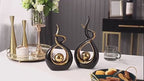 Abstract Ceramic Golden Orb Sculptures – Light Luxury Living Room Accents For Coffee Table Dining Room Table Statement Art Pieces For Contemporary Interiors