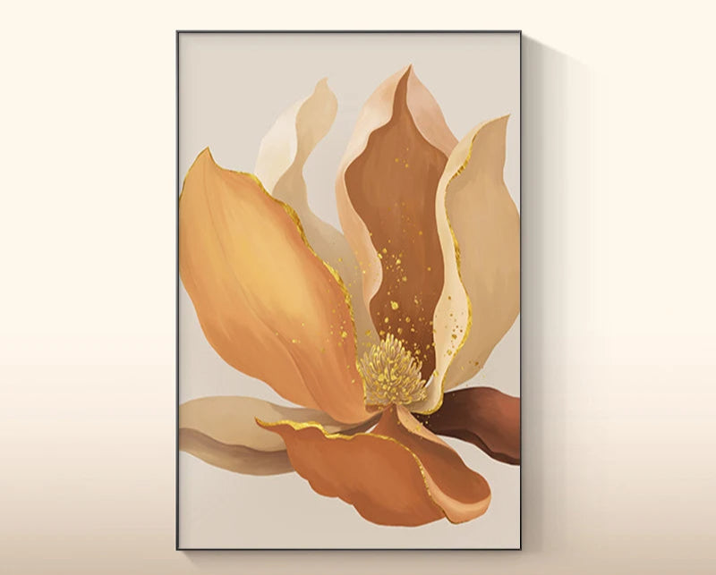 Big Floral Modern Abstract Wall Art Fine Art Canvas Prints Blue Jade Orange Yellow Flowers Pictures For Luxury Living Room Nordic Botanical Art Decor
