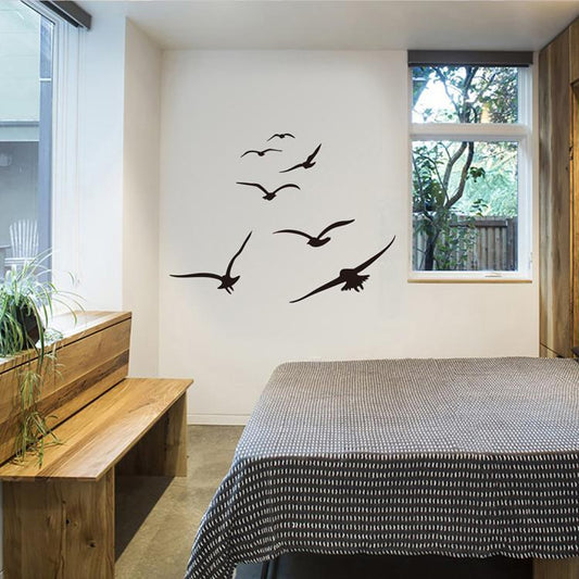 A Flock Of Seagulls Wall Art Decals Removable PVC Silhouette Stickers Of Birds Vinyl Wall Decals For Creative DIY Living Room Home Decor