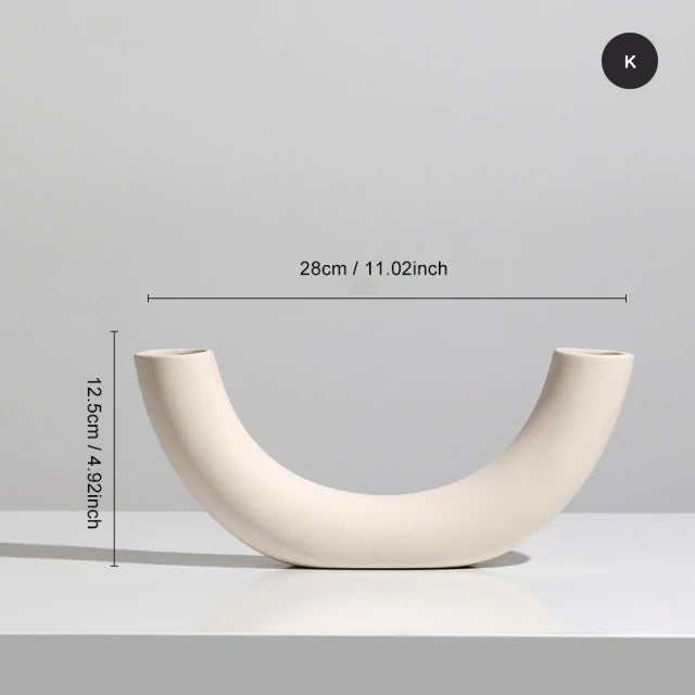 Abstract Shaped Art Vase Minimalist Nordic Design Ceramic Vestibules For Creative Dried Flower Arrangements For Contemporary Living Room Home Decor