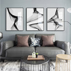 Set of 3Pcs Minimalist Abstract Black & White Geometric Wall Art Fine Art Canvas Prints Modern Pictures For Living Room Home Office Decor
