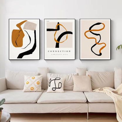 Abstract Connections Neutral Color Minimalist Wall Art Fine Art Canvas Prints Pictures For Modern Apartment Living Room Home Interior Decor