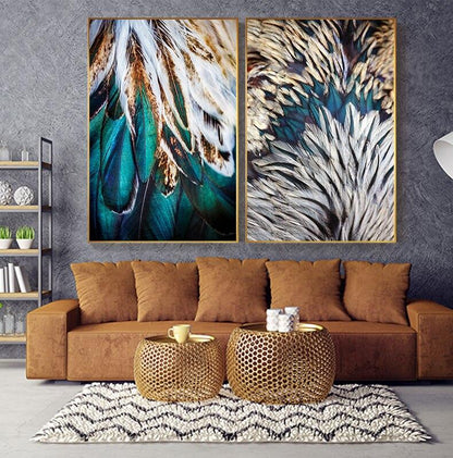 Abstract Feathers Wall Art Fine Art Canvas Prints Luxury Pictures For Living Room Bedroom Modern Fashionable Glam Home Interior Decor