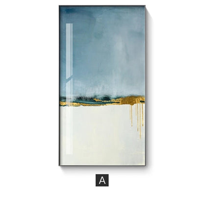 Abstract Golden Blue Summer Sea Sky Landscape Wall Art Fine Art Canvas Prints Contemporary Picture For Living Room Bedroom Nordic Interior Wall Art Decor