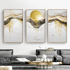 Abstract Golden Mountain Lakeside Scenes Modern Contemporary Landscape Wall Art Fine Art Canvas Prints Luxury Home Office Wall Decor