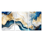 Set of 3Pcs Abstract Liquid Blue Golden Marble Print Wall Art Fine Art Canvas Prints Pictures For Modern Living Room Bedroom Home Office