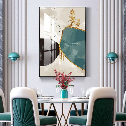 Abstract Nordic Landscape Wall Art Fine Art Canvas Prints Auspicious Golden Deer Pictures For Luxury Living Room Dining Room Modern Home Decor