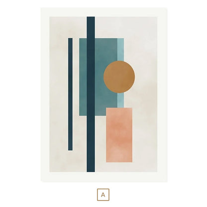 Abstract Elements Geometric Nordic Wall Art Fine Art Canvas Prints Natural Hues Light Tones Modern Pictures For Living Room Dining Room Home Interior Decor