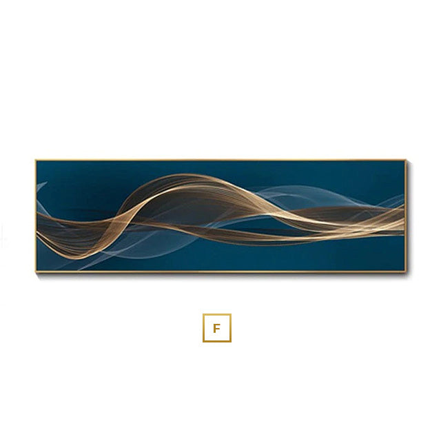 Abstract Flowing Golden Vibe Minimalist Wall Art Fine Art Canvas Prints Wide Format Pictures For Above The Bed Luxury Living Room Home Office Art Decor