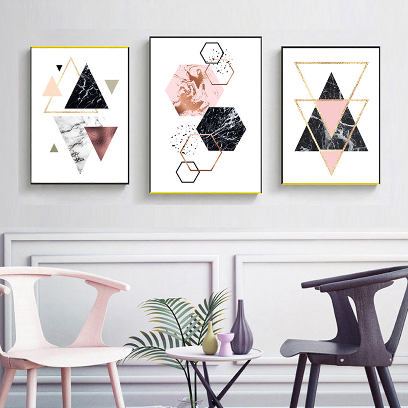 Abstract Geometric Minimalist Nordic Wall Art Posters Marble Gradients Texture Triangle Hexagon Fine Art Canvas Prints For Modern Interior Decor