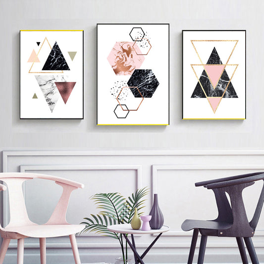 Abstract Geometric Minimalist Nordic Wall Art Posters Marble Gradients Texture Triangle Hexagon Fine Art Canvas Prints For Modern Interior Decor