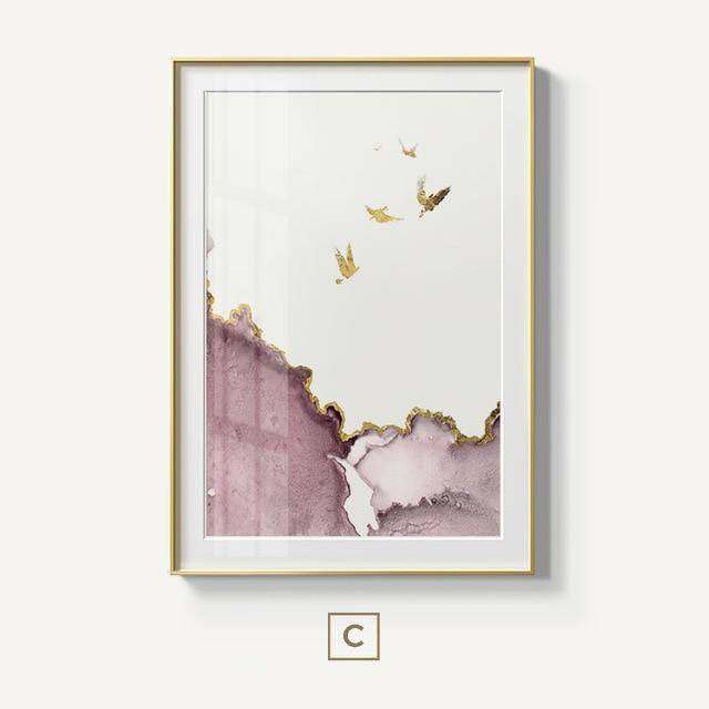 Golden Stag In Wilderness Forest Landscape Wall Art Magical Nordic Nature Fine Art Canvas Prints Painting For Modern Home Interior Decor