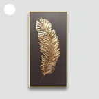 Abstract Golden Feather Wall Art Fine Art Canvas Print Modern Minimalist Picture For Luxury Loft Apartment Living Room Home Office Wall Art Decor