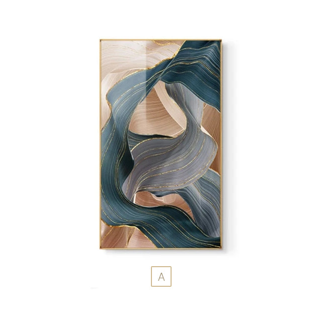 Abstract Flowing Biomorphic Ribbon Modern Wall Art Fine Art Canvas Prints Warm Hue Pictures For Living Room Bedroom Dining Room Contemporary Decor