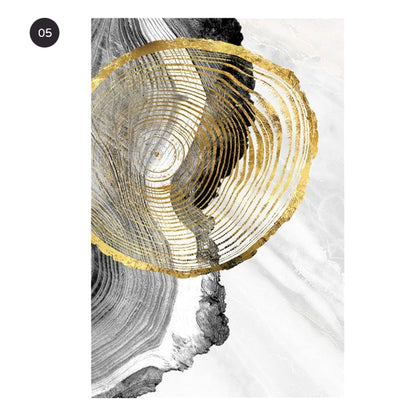 * Featured Sale * Modern Abstract Black Golden Tree Rings Wall Art Fine Art Canvas Prints Pictures For Modern Living Room Decor