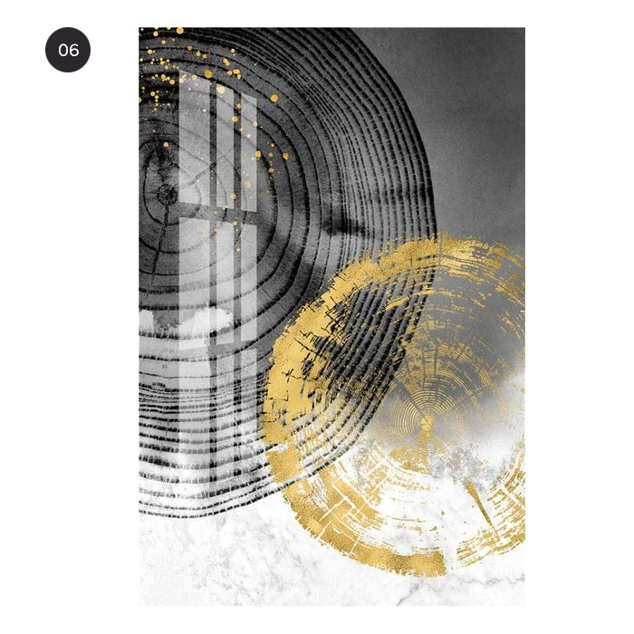Abstract Golden Tree Rings Wall Art Fine Art Canvas Prints Contemporary Pictures For Loft Apartment Living Room Modern Luxury Home Office Decor