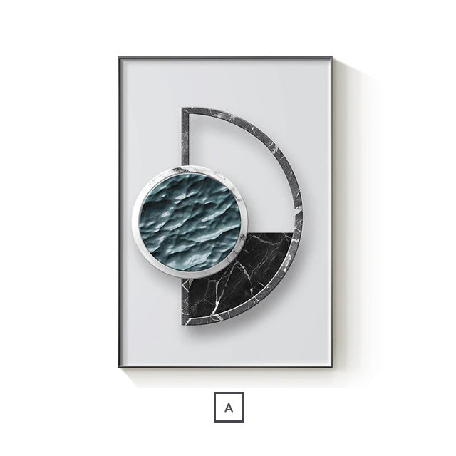 Abstract Marble Curves 3d Effect Geometric Wall Art Fine Art Canvas Prints Modern Pictures For Luxury Living Room Dining Room Home Office Art Decor