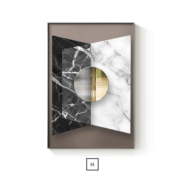 Abstract Marble Curves 3d Effect Geometric Wall Art Fine Art Canvas Prints Modern Pictures For Luxury Living Room Dining Room Home Office Art Decor