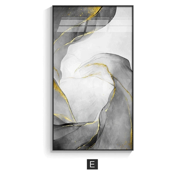 Abstract Marble Swirls Wall Art Golden Veins Blue Gray Marble Fine Art Canvas Prints Modern Stylish Pictures For Contemporary Living Luxury Home Decor