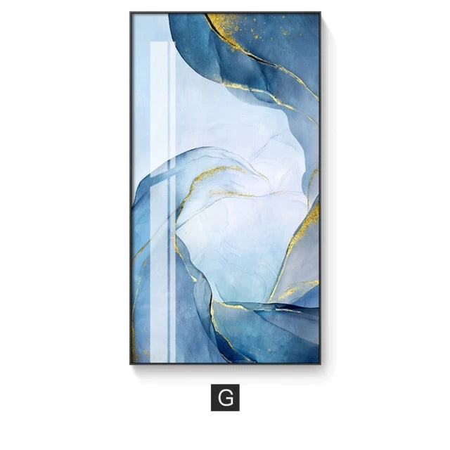 Abstract Marble Swirls Wall Art Golden Veins Blue Gray Marble Fine Art Canvas Prints Modern Stylish Pictures For Contemporary Living Luxury Home Decor