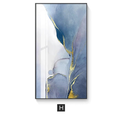 Abstract Marble Swirls Wall Art Golden Veins Blue Gray Marble Fine Art Canvas Prints Modern Stylish Pictures For Contemporary Living Luxury Home Decor
