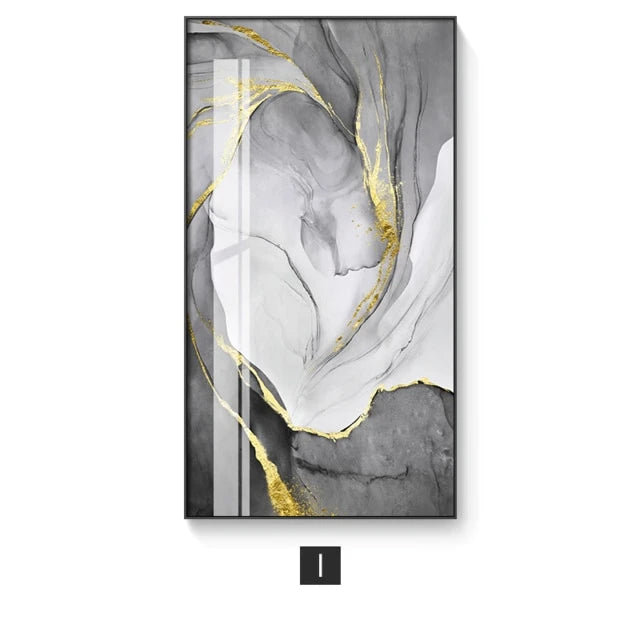 Abstract Marble Swirls Wall Art Golden Veins Blue Gray Marble Fine Art Canvas Prints Modern Stylish Pictures For Contemporary Living Luxury Home Decor