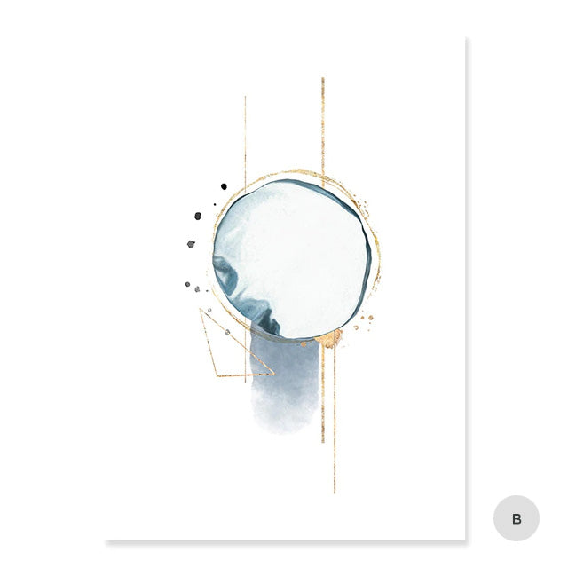 Abstract Minimalist Shades Of Blue Biomorphic Wall Art Fine Art Canvas Prints Modern Pictures For Modern Apartment Living Room Nordic Home Styling