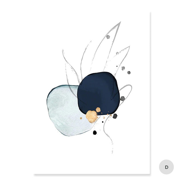 Abstract Minimalist Shades Of Blue Biomorphic Wall Art Fine Art Canvas Prints Modern Pictures For Modern Apartment Living Room Nordic Home Styling