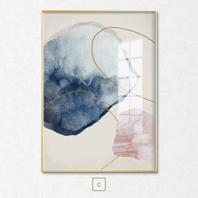 Abstract Pink Blue Geomorphic Elements Fine Art Canvas Prints Modern Pictures For Bedroom Living Room Wall Art Scandinavian Home Decor