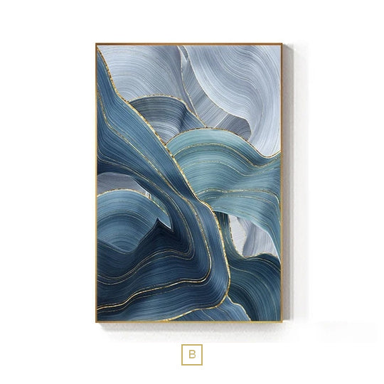 Abstract Silver Gray Blue Ribbon Wall Art Fine Art Canvas Prints Modern Elegance Pictures For Living Room Bedroom Luxury Home Office Interior Decor