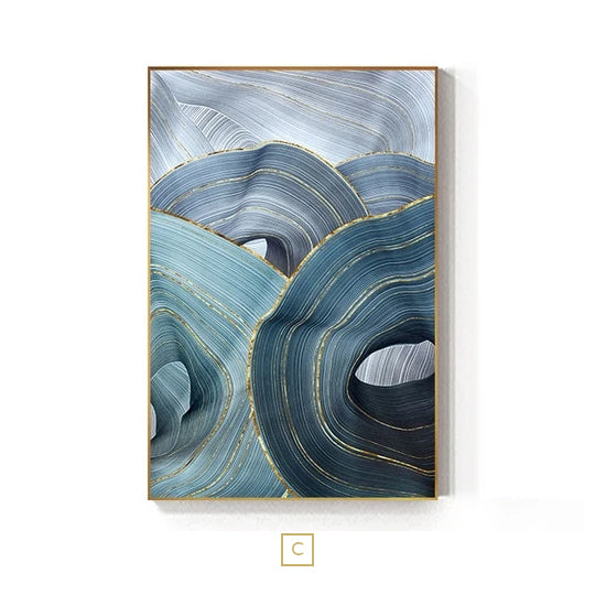 Abstract Silver Gray Blue Ribbon Wall Art Fine Art Canvas Prints Modern Elegance Pictures For Living Room Bedroom Luxury Home Office Interior Decor