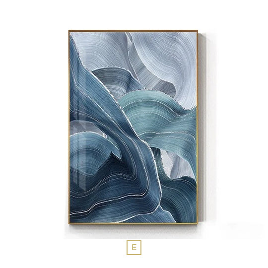 Abstract Silver Gray Blue Ribbon Wall Art Fine Art Canvas Prints Modern Elegance Pictures For Living Room Bedroom Luxury Home Office Interior Decor