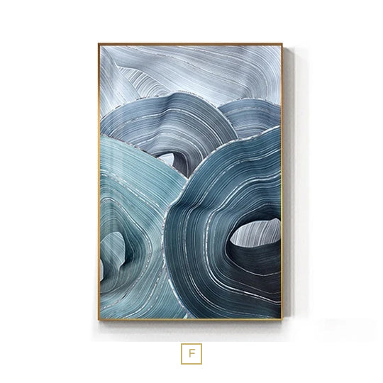Abstract Silver Gray Blue Ribbon Wall Art Fine Art Canvas Prints Modern Elegance Pictures For Living Room Bedroom Luxury Home Office Interior Decor