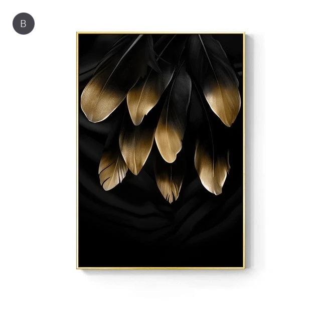 Abstract Tropical Gold Wall Art Nordic Style Golden Botanic Floral Fine Art Canvas Prints For Living Room Dining Room Modern Home Office Wall Art Decor