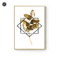Abstract Tropical Gold Wall Art Nordic Style Golden Botanic Floral Fine Art Canvas Prints For Living Room Dining Room Modern Home Office Wall Art Decor
