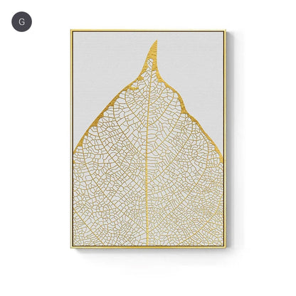 Abstract Tropical Gold Wall Art Nordic Style Golden Botanic Floral Fine Art Canvas Prints For Living Room Dining Room Modern Home Office Wall Art Decor