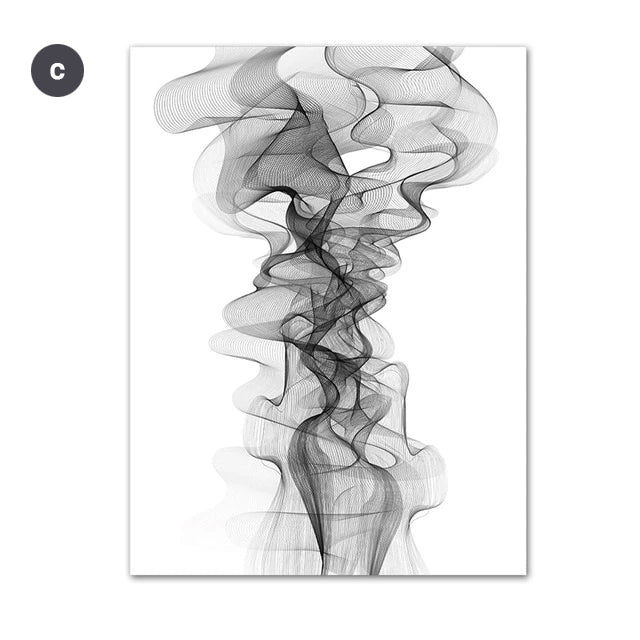 Abstract Vapor Trails Black And White Minimalist Wall Art Fine Art Canvas Prints Modern Pictures For Living Room Bedroom Home Office Interior Decor