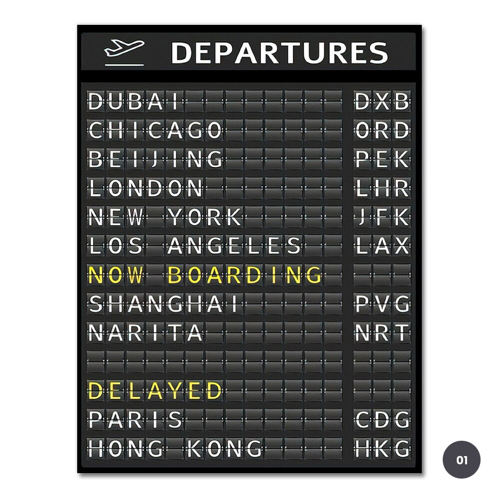 Airport Destination Departures Board Wall Art Fine Art Canvas Prints Modern Travel Posters For Living Room Bedroom Home Office Wall Decoration