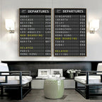 Airport Destination Departures Board Wall Art Fine Art Canvas Prints Modern Travel Posters For Living Room Bedroom Home Office Wall Decoration