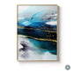 Auspicious Golden Fish Flowing Wall Art Fine Art Canvas Prints Blue Liquid Marble Pictures For Luxury Living Room Boutique Hotel Room Wall Decor