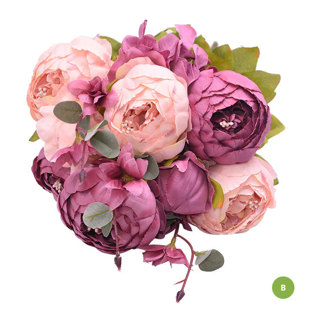 Beautiful Fashionable Artificial Silk Peony Flower Bouquet For Wedding Venue Living Room Bedroom Stylish Peonies Floral Display For Modern Nordic Home Decor