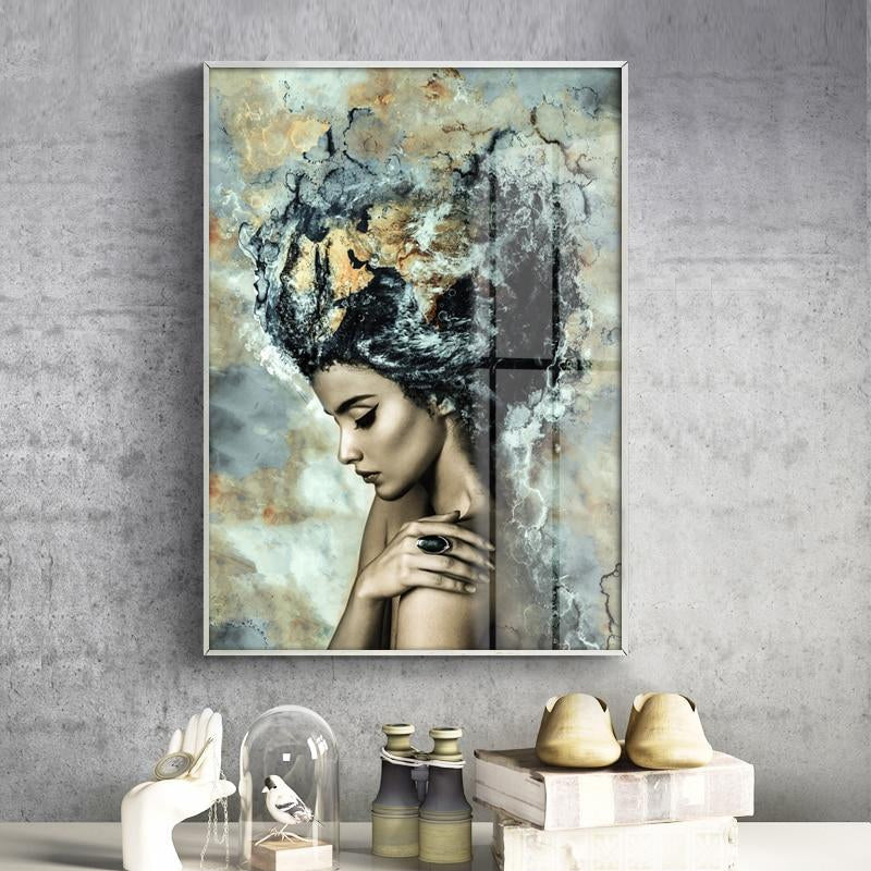 Girl Becomes Marble Abstract Nordic Fashion Figure Art Poster Fine Art Canvas Print Picture For Modern Interior Design Home Decoration