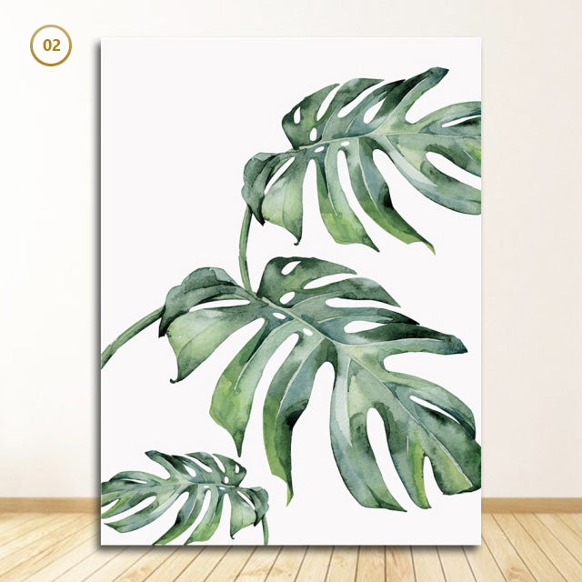 Beautiful Tropical Leaves Watercolor House Plants Posters Fine Art Canvas Prints Nordic Style Interior Decoration For Modern Kitchen Living Rooms